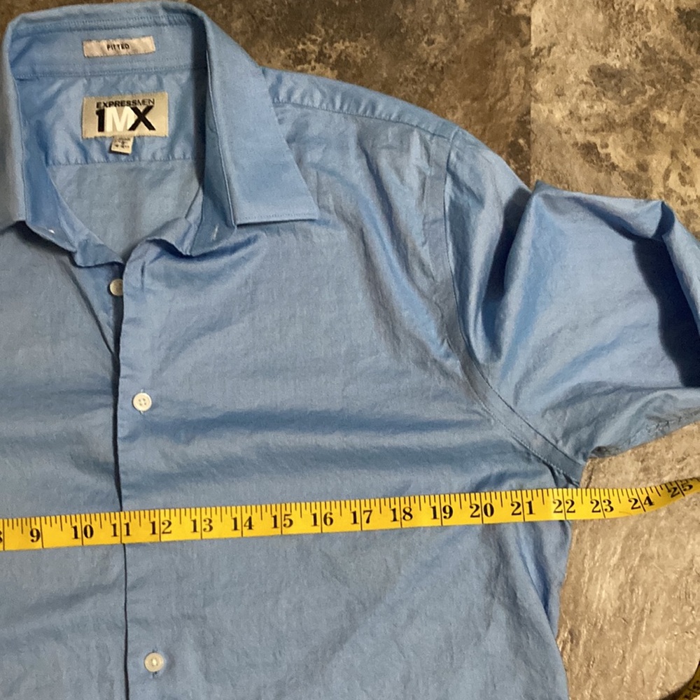 Men’s Expressmen 1MX Fitted - Button Up Front - Dress Shirt (L) Powder Blue - Picture 6 of 7